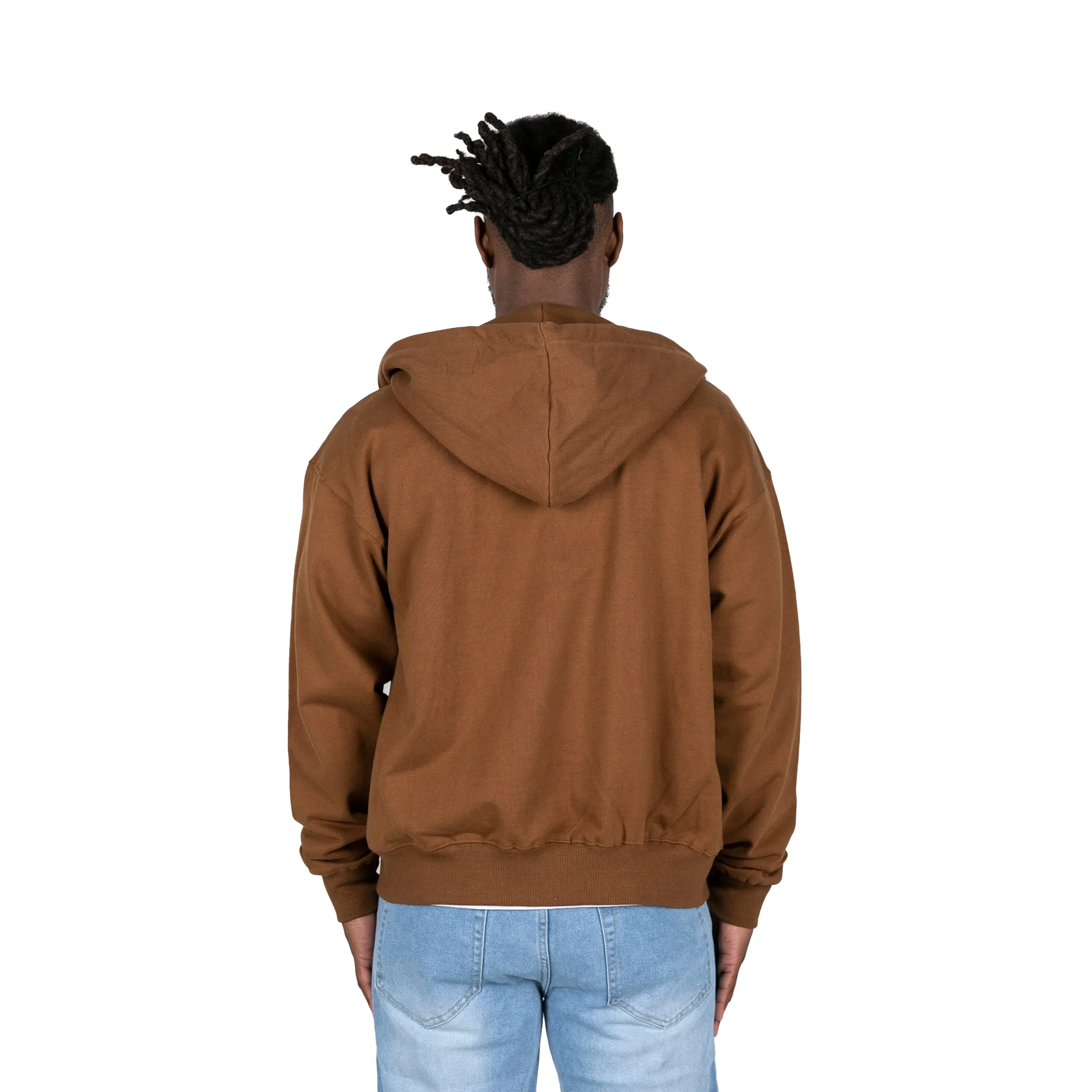 ZIP UP HOODIE - BROWN